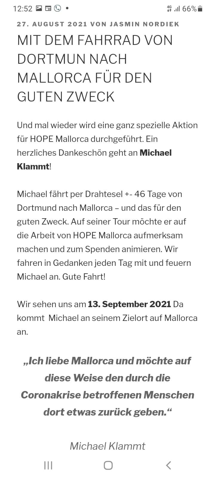 Mit dem Fahrrad von Dortmund nach Mallorca für den guten Zweck